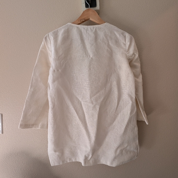 Michael Kors Linen Embellished Tunic Size XS Cream beaded Neckline - Picture 7 of 8